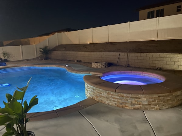 Pool  & Spa view at night 