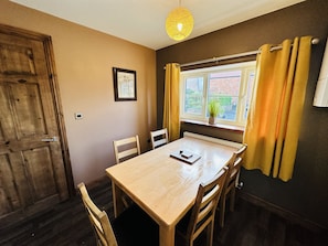 Dining area in open plan kitchen
