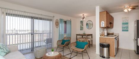 Open concept layout that has been newly updated with a coastal style