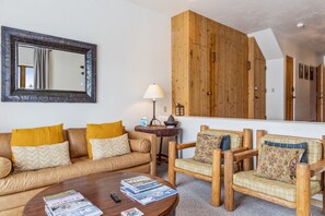 Living Room with Teton Views and wood burning fireplace