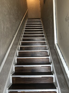Access to living quarters through stairway 