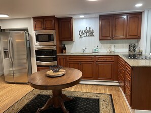 Kitchen with eating area.