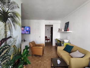 salon avec TV , bureau 