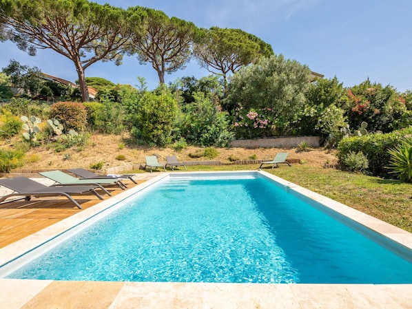 Water, Plant, Sky, Swimming Pool, Azure, Tree, Shade, Rectangle, Natural Landscape, Wood