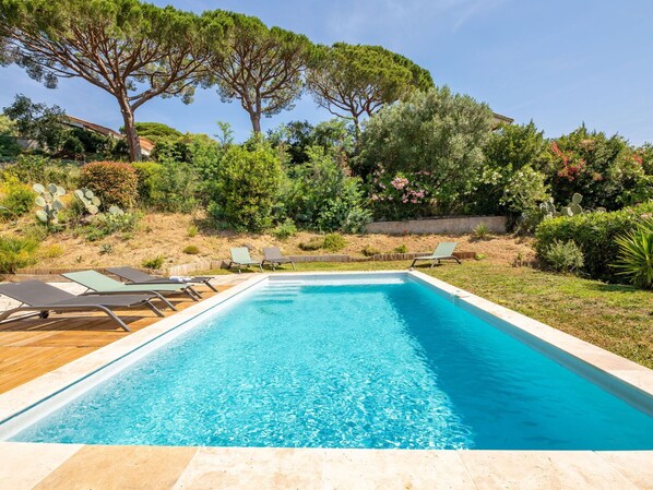 Water, Plant, Sky, Swimming Pool, Azure, Tree, Shade, Rectangle, Natural Landscape, Wood