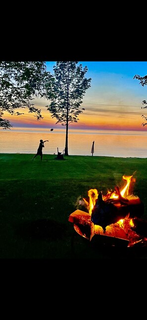 Campfires by the lake. 