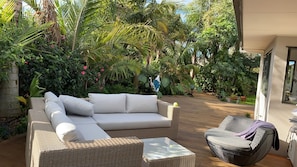 Mahogany Deck With Gas Fire Place
