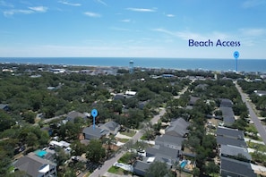 Aerial view looking South with the beach access a short golf cart ride away