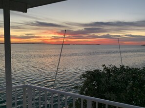 Sun rise on the ocean side deck