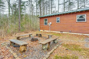Exterior | Fire Pit w/ Seating | Single-Story Cabin