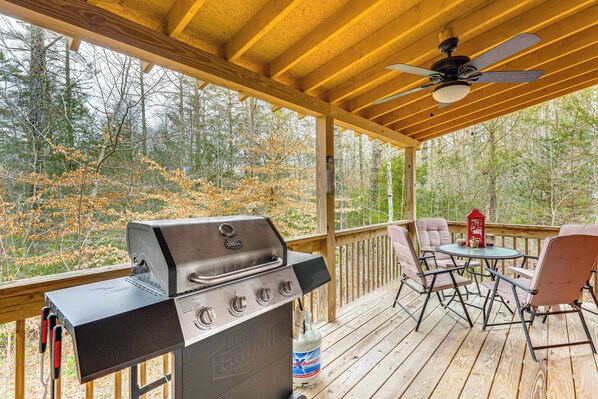 Murphy Vacation Rental | 2BR | 1BA | 769 Sq Ft | Stairs Required to Access