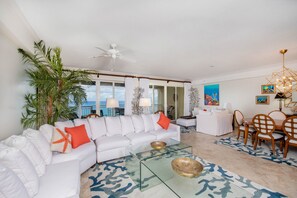Living area with sectional sofa.