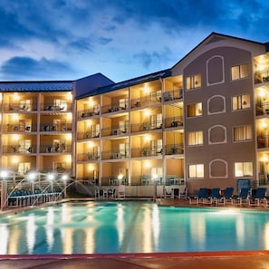 Cove Outside Pool with hot tub area.