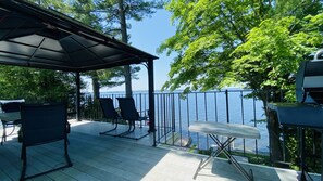 spacious deck with a gazebo