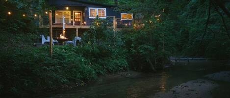 Enjoy a cozy fire next to the creek