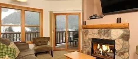 Kick up your feet and relax in the spacious living area after a day on the slopes.