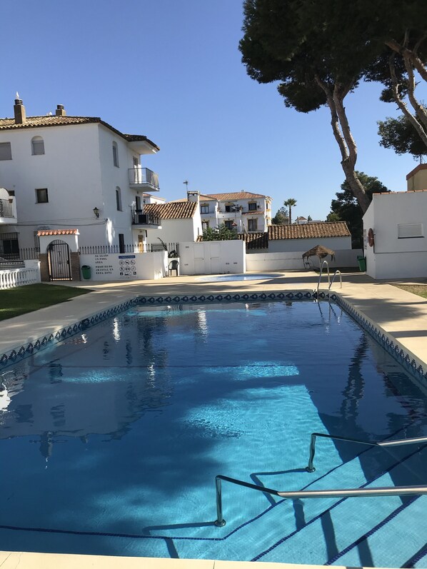Large saltwater all year pool and child pool set in lovely traditional complex 