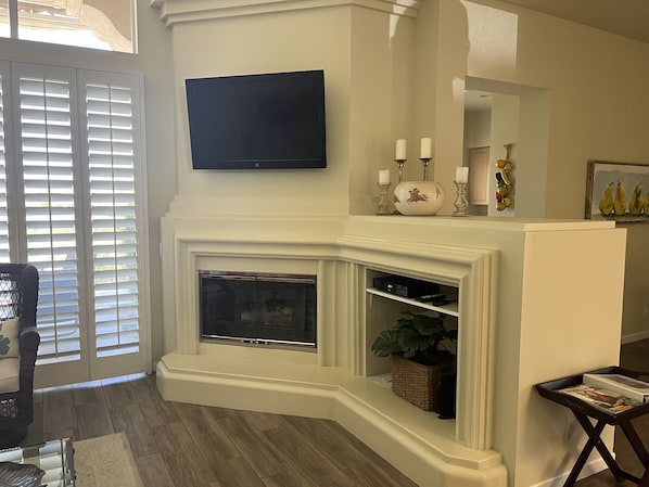 Living room Fireplace and TV