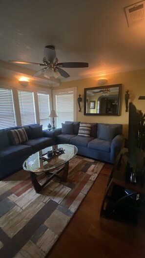 Living Room Area with Dim lighting and TV