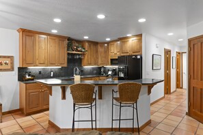 Indoors, Floor, Flooring, Kitchen, Refrigerator