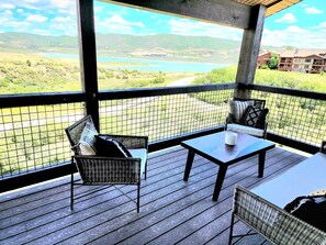 Main level balcony with stunning views of the Jordanelle Reservoir