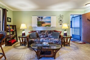 Sofa converts to a bed for additional guests