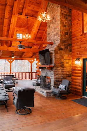 Outdoor Covered Dual Fireplace