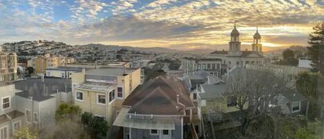 Beautiful sunset views from master bathroom and bedroom. South facing