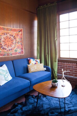 This sofa in the study doubles as a sleeper too!