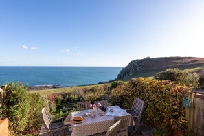 Looking to Prawle Point from the terraced garden