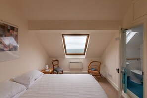 Attic king or twin room with sea and country views and ensuite shower room