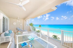 Beachfront balcony.