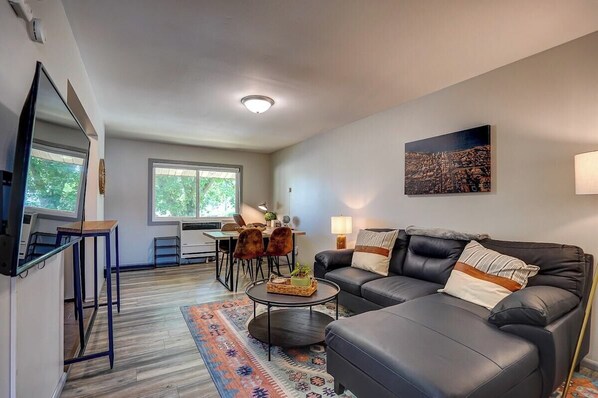 Living room with chase sectional sofa for relaxing!