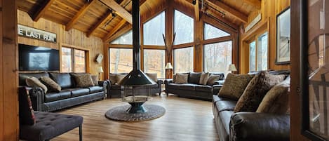 Enjoy a nice fire while you overlook the Sachem Trail and watch people ski by.