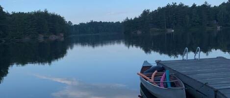 Awake to this dock and canoe in the early morning