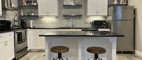 Fully-stocked kitchen with large island