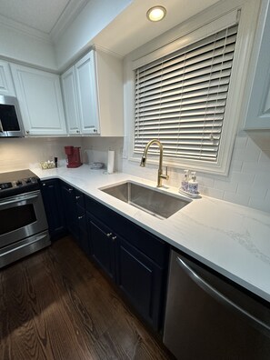 Recently updated kitchen, with Keurig coffee maker 