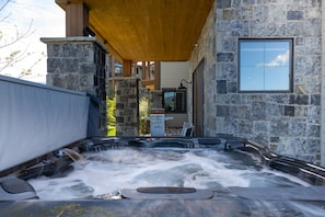 Enjoy a soak in the hot tub