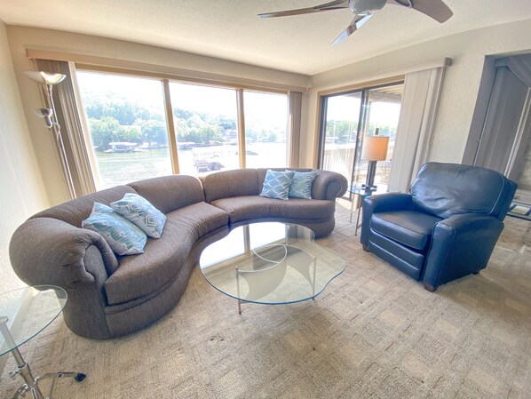 Living room with lake view