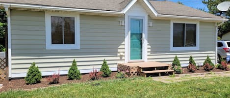 House front door with smart lock for easy self check-in.