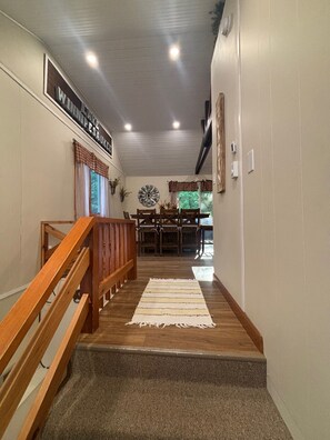 Entry Way, upstairs to the main living or down to the bathroom and bedrooms