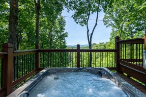 This hot tub lights up and looks super cool at night!