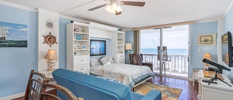 Oceanfront living and sleeping area