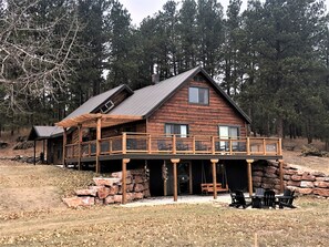 Pinetree Cabin - enjoy the view from the wraparound deck or shade of the pergola