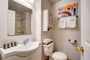 Bathroom with complementary soap to get you started on your stay!
