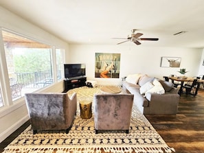 Living area with lake view