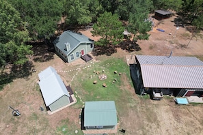 Bonham Cabin (top), McKinney Cabin (left), Liberty Hill (bottom) and Mess Hall