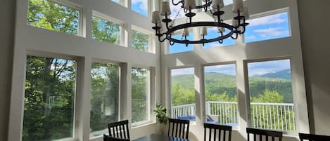 Dining room with mountain view