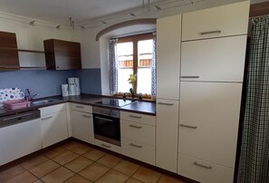 Ferienwohnung 48qm, EG, Wohn-/Schlafraum, Terrasse, TV, W-LAN-Ferienwohnung Schelzke Küche