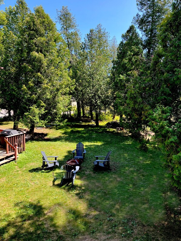 Backyard and fire pit